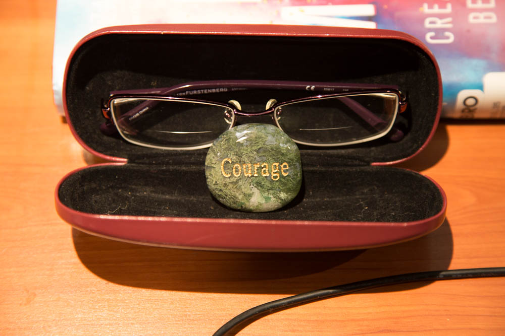 One thing: A polished "worry rock" with my touchstone word, "courage". When I lost this rock, I immediately felt like I had to find a replacement. Urgent? No. It's a rock, for Pete's sake. Important? You bet. It captured one of my core beliefs and values. I wanted a visual, tangible symbol for what I try to cultivate and draw on every day. Without it, something was missing.