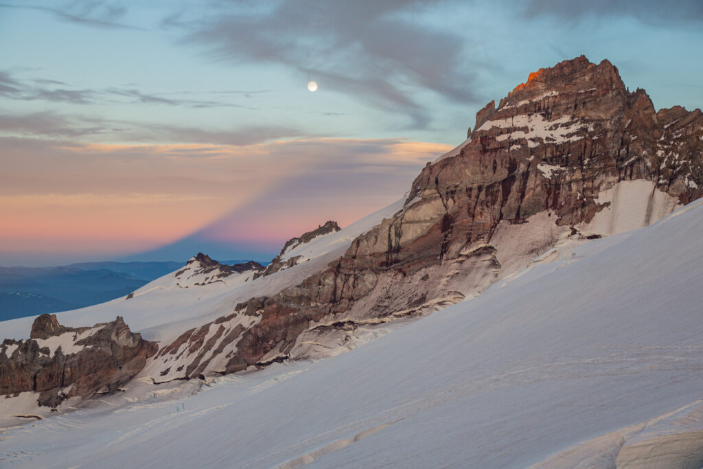 Photography, hiking, and mountains are included in my joy treasure hunt. While I haven't been able to get out as often as I'd like since December 10, once my cast comes off there will be nothing left to stop me. Rainier casts a shadow beyond Little Tahoma, sunset July 10, 2017.