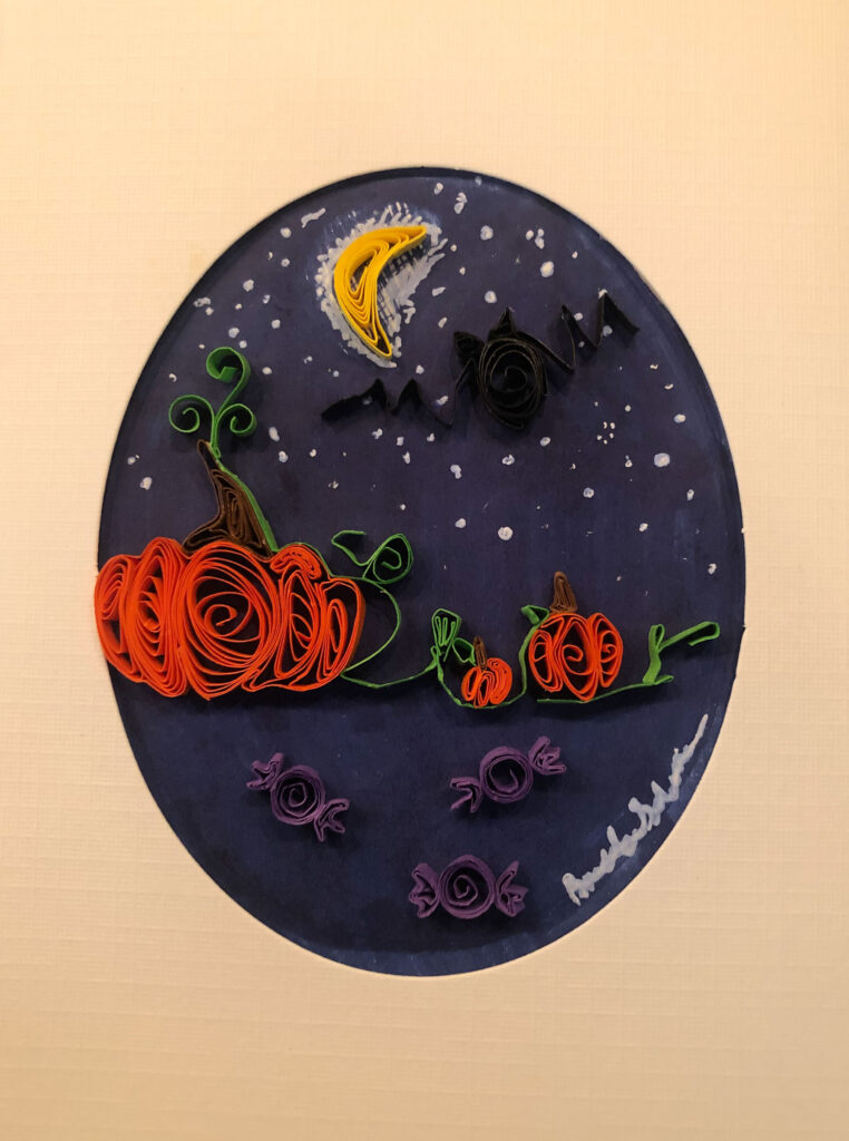 My daughter's foray into quilling. This handmade card for my parents inspires me to go beyond my current boundaries into the wild unknown. Along with the books below, I have three quilling books begging to be picked up and used.