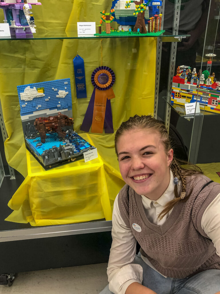 This year our daughter entered a unique "Fishing Grizzly Bear" Lego sculpture at the Washington State Fair. It took five years of trying, but this year she became the Grand Master Champion.