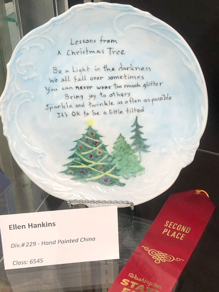 You can count on me to come away with a few favorite photos of inspirational words, like this "Lessons from a Christmas Tree" China plate.