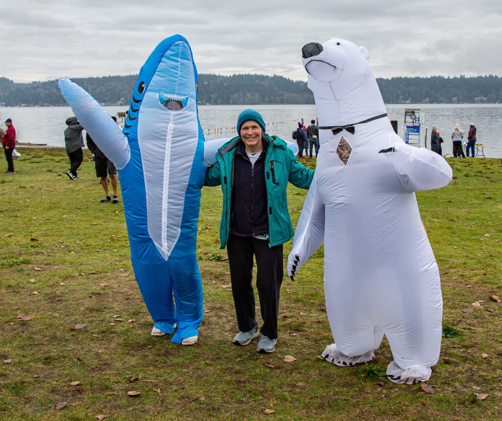 I start my year with my first set intention: taking the Polar Bear Plunge at Matthews Beach. This year the air and water temperature matched: 46 F. Thank goodness for hot tubs!