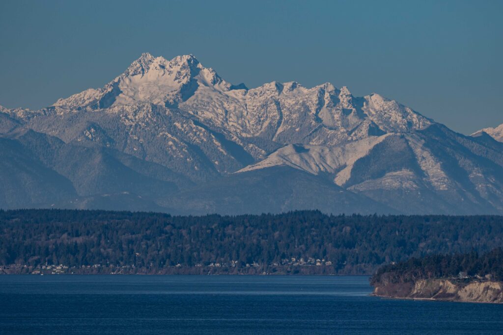 The Olympic mountains as seen from Edmonds on a clear Friday morning in February right before the snow hit the Pacific Northwest.