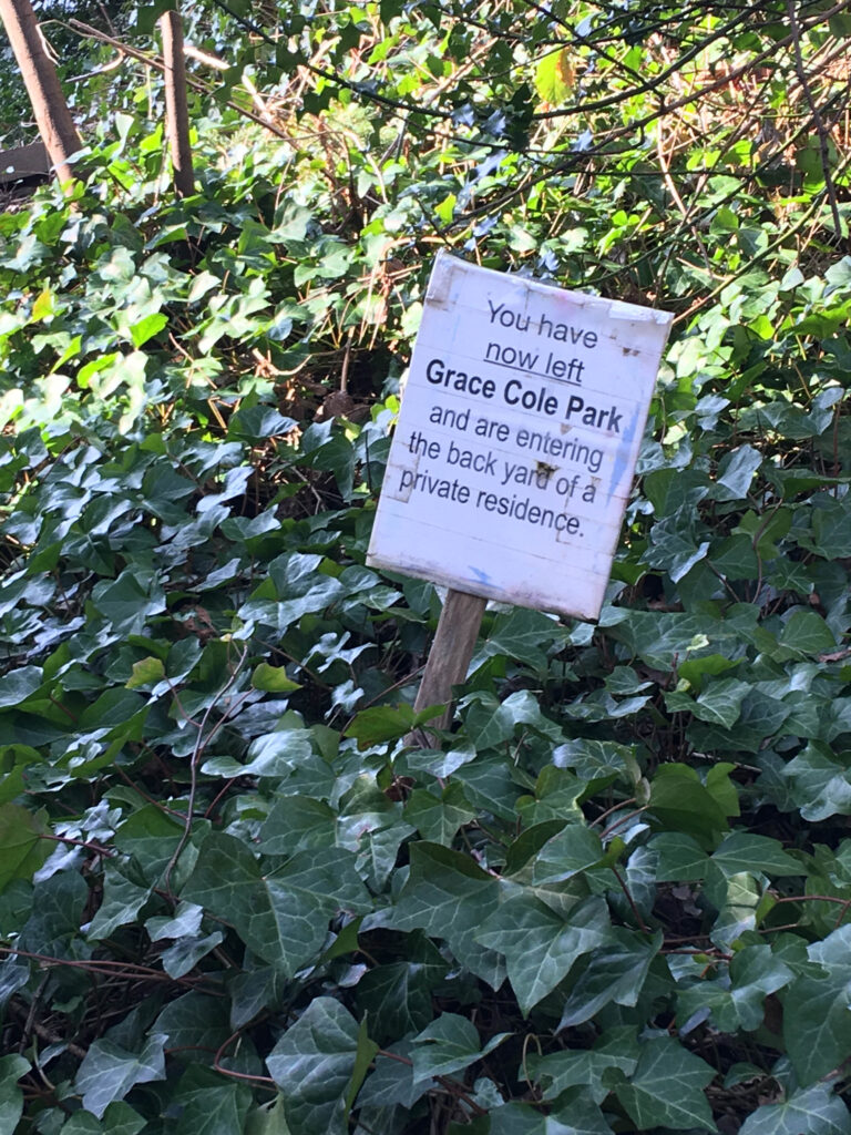 Oops. "You have now left the park and are entering the backyard of a private residence." A kind way to say "Turn around, fool." Does your life purpose map exist? Does it have detours and false starts?