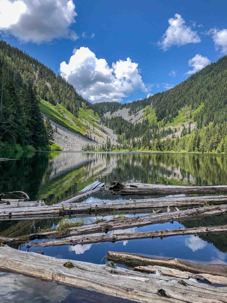 Log jam at Talapus Lake under perfect conditions.