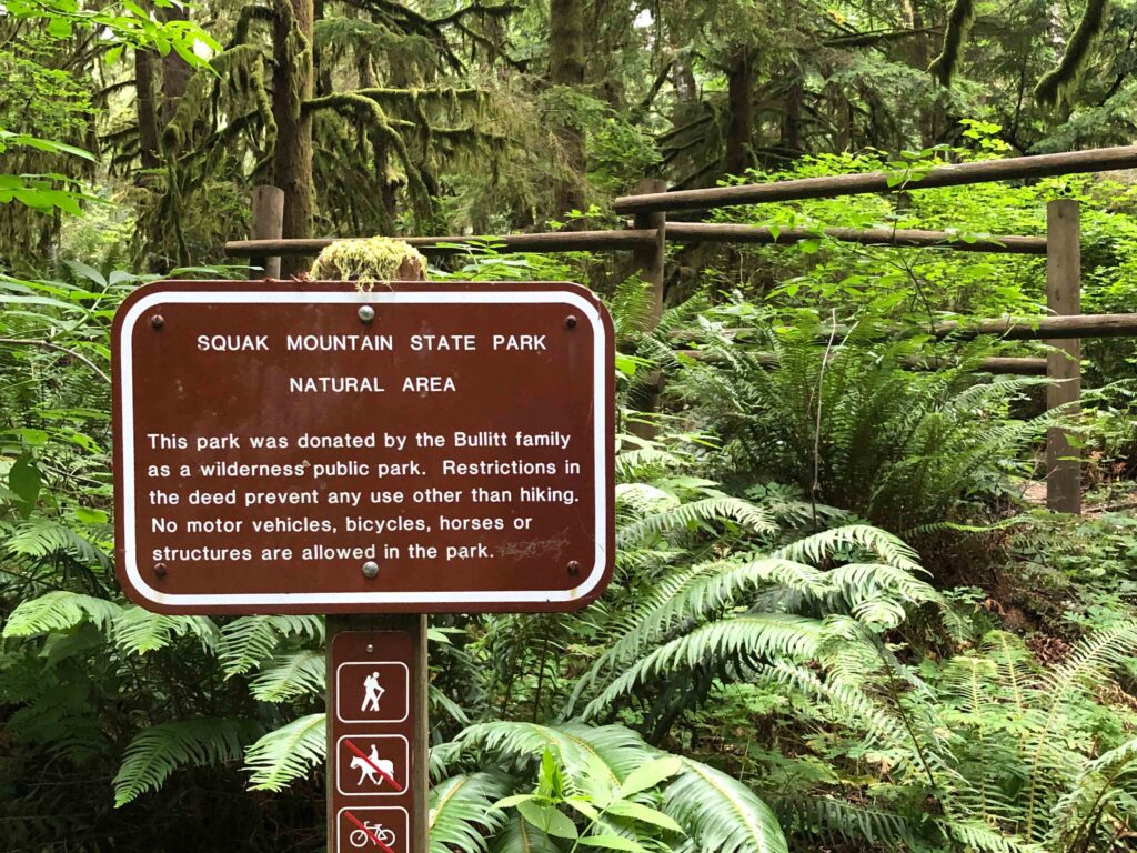 Encountering this sign on Squak Mountain piqued my curiosity about the Bullitt Family legacy.