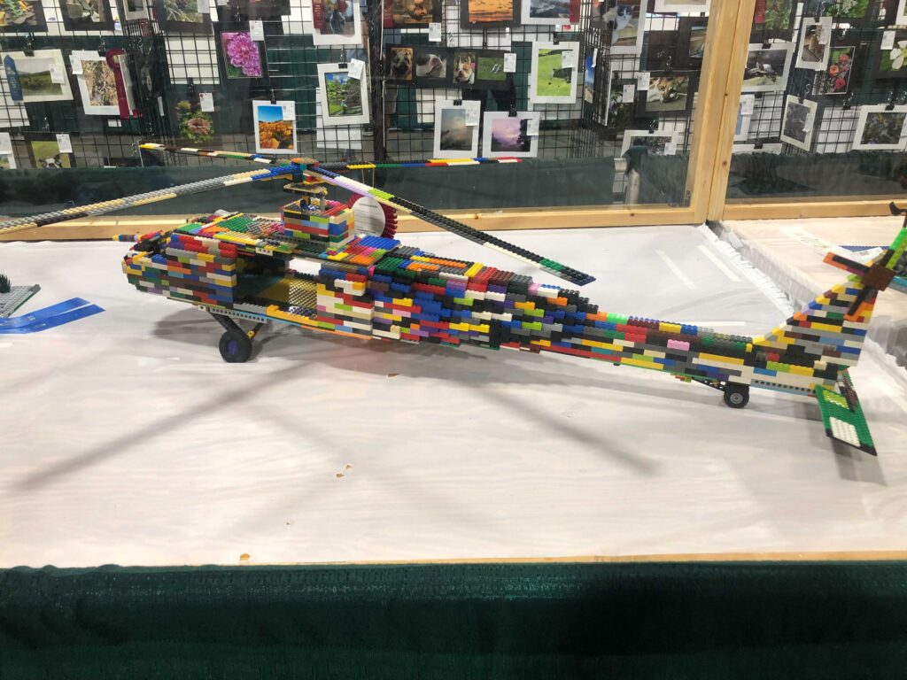 A very oversized helicopter made of Lego bricks would not have been acceptable at the Washington State Fair.