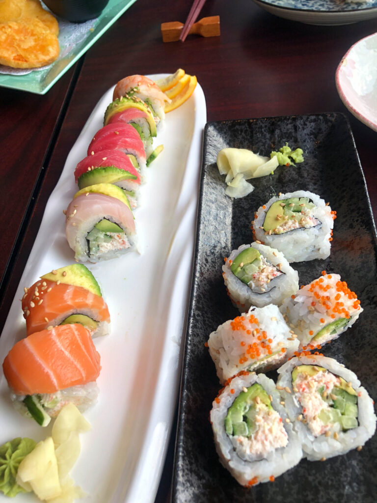 Tsui Sushi is one of our very favorite places to go to meet our protein needs -- sashimi and sushi -- with a good dose of omega 3's, the healthy type of fat. Makes me hungry every time!