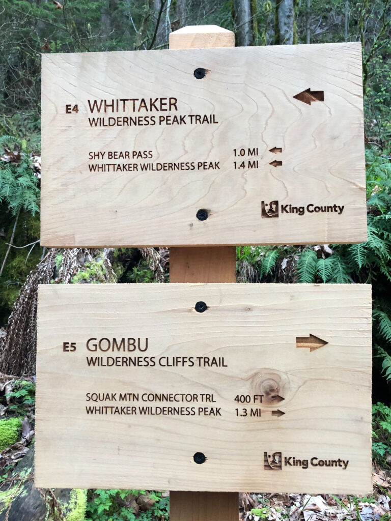 New signs on the Whittaker Wilderness Peak Trail.