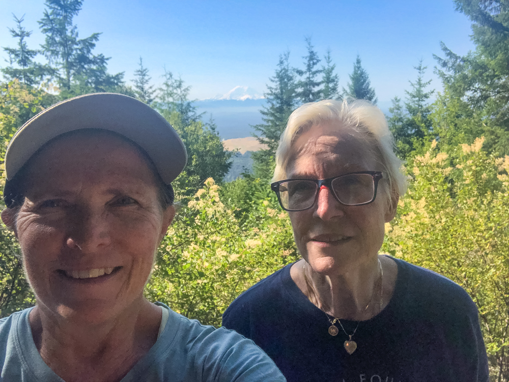 One of my hiking partners poses with me at Squak's Debbie's View.