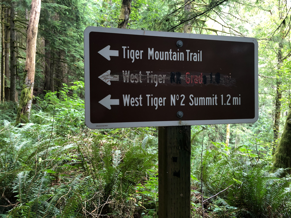 The TMT, RR Grade, and West Tiger 2 summit sign, five minutes above/beyond where I spotted the third bear.