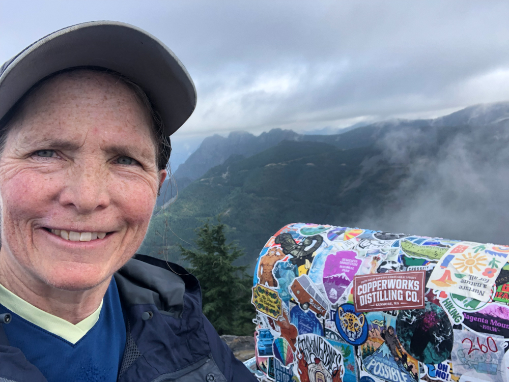 My birthday selfie with the infamous mailbox at the summit of Mailbox Peak on August 27th. The clouds gave it an atmospheric look.