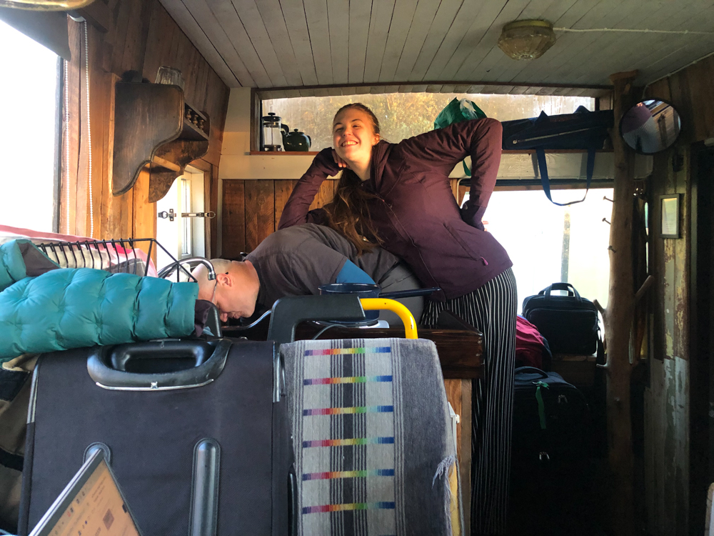 Cooking in the bus at the foot of Mt. Esja. This was our most unique Airbnb stay while in Iceland.